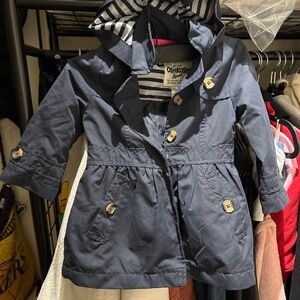 OshKosh B'gosh Navy Raincoat with Striped Lining